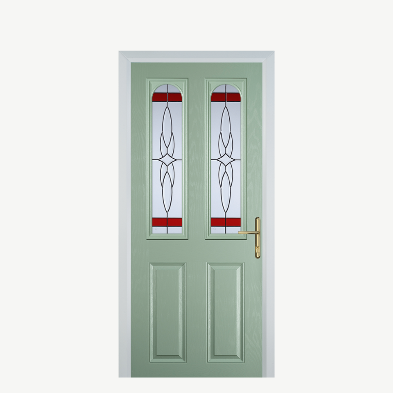 Door A 2 Panel 2 Arch Chartwell Green Crystal Harmony Red image 0