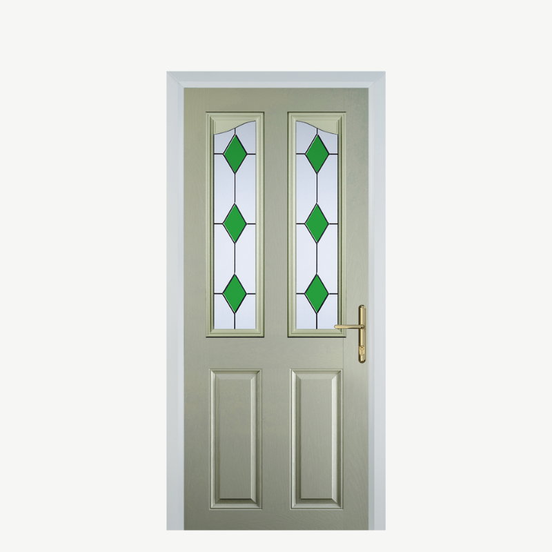 Door B 2 Panel 2 Angle Pebble Grey 3 Drop Diamond Green image 0