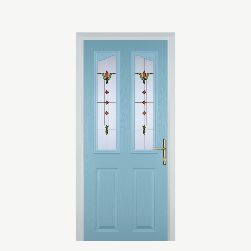 Door B 2 Panel 2 Angle Duck Egg Blue Fleur image 0