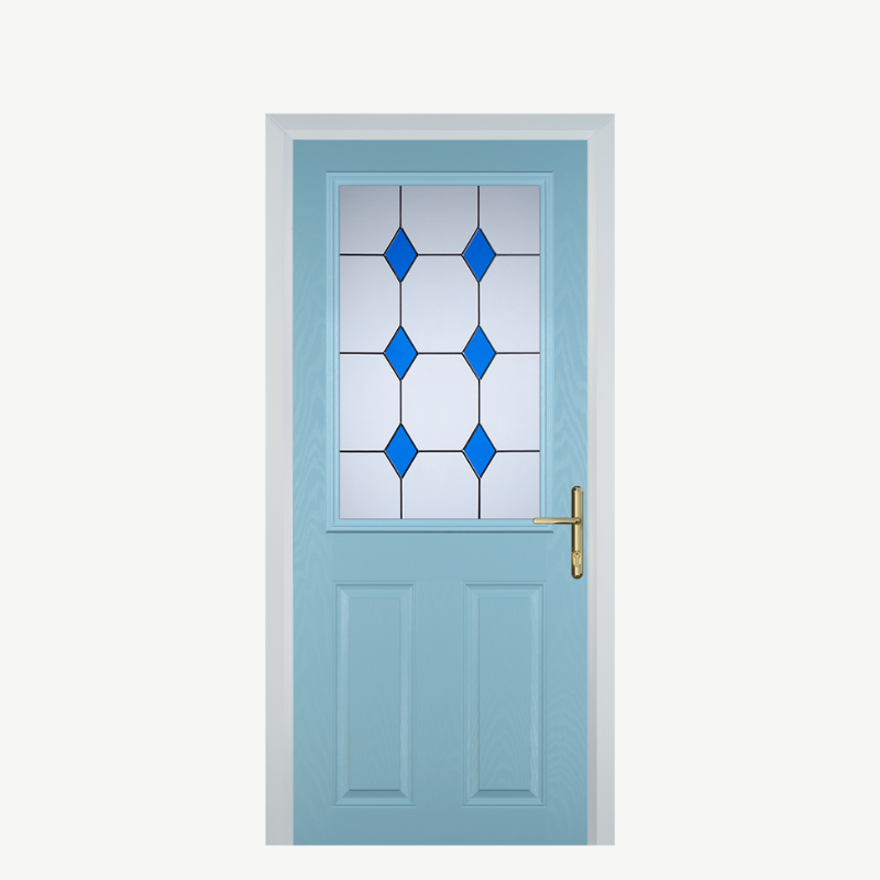 Door F 2 Panel 1 Square Duck Egg Blue 3 Drop Diamond Blue