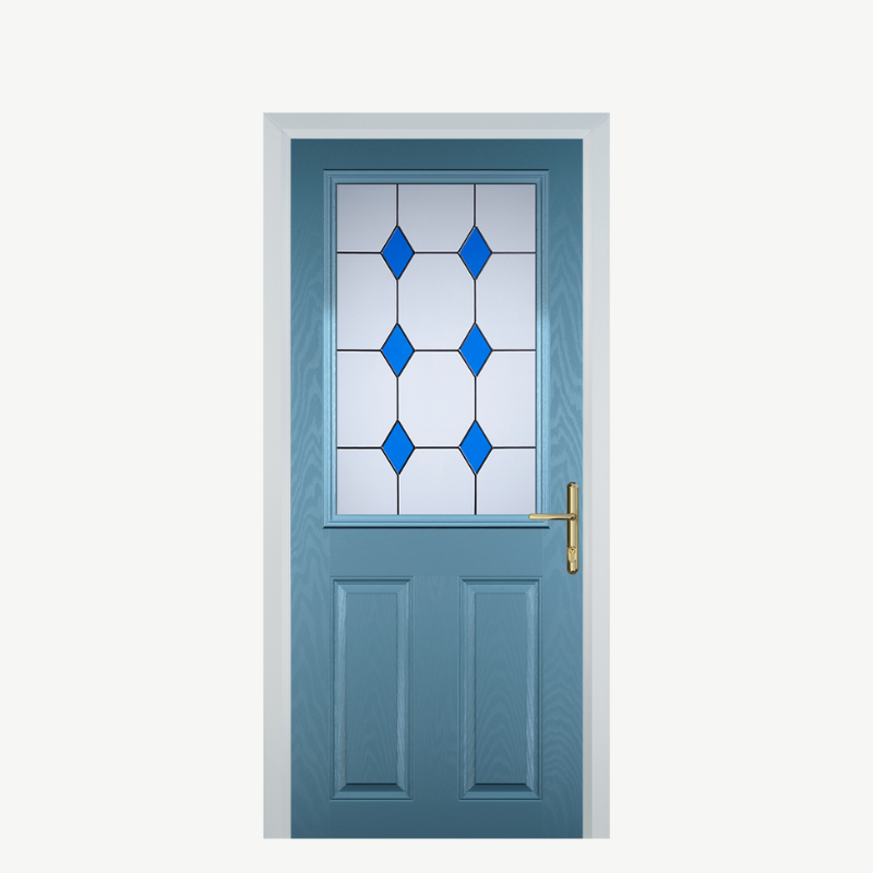 Door F 2 Panel 1 Square Pastel Blue 3 Drop Diamond Blue