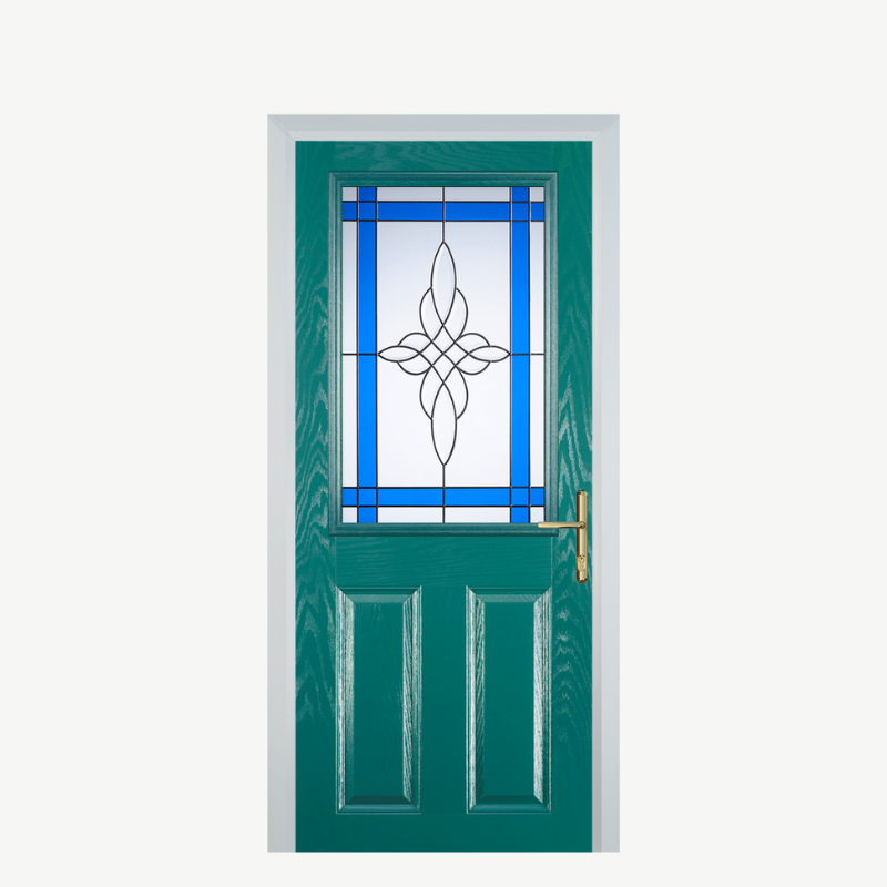 Door F 2 Panel 1 Square Turquoise Blue Crystal Harmony Blue